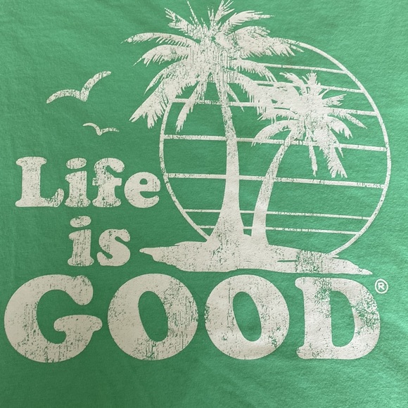 Life Is Good Men’s crusher-lite short sleeve tee. Sz Medium logo front/ lt green - Picture 2 of 4